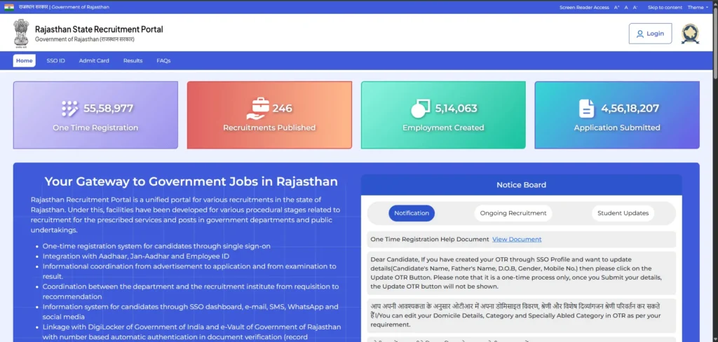 State Recruitment Portal Rajasthan
